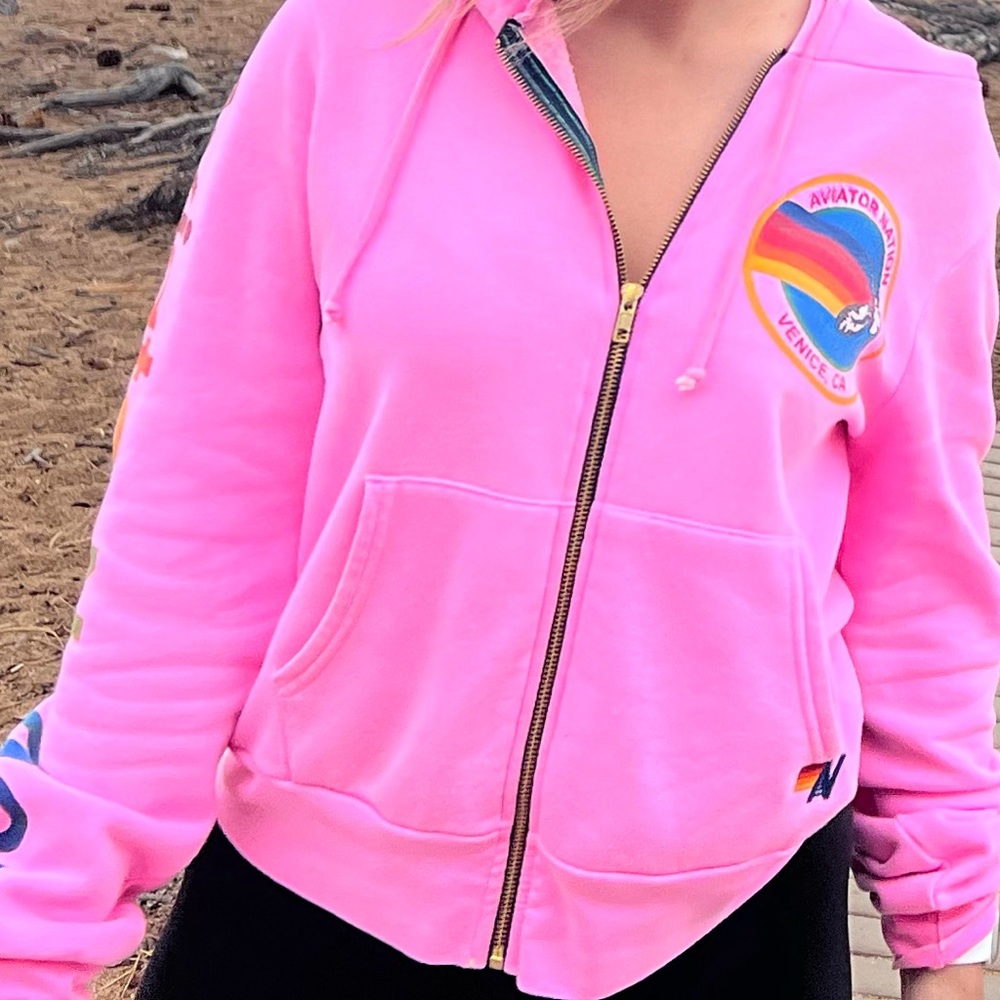 Aviator Nation Pink Zip Up
